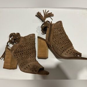Jeffrey Campbell brown lace up booties
